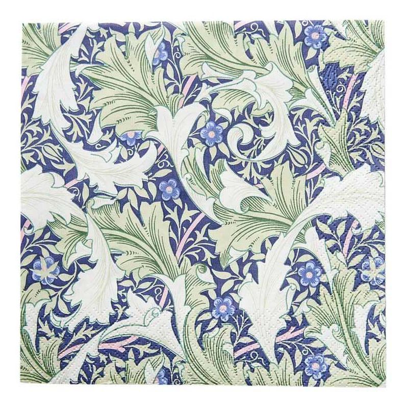 IHR William Morris Granville Blue Green Cocktail Napkin image number 0